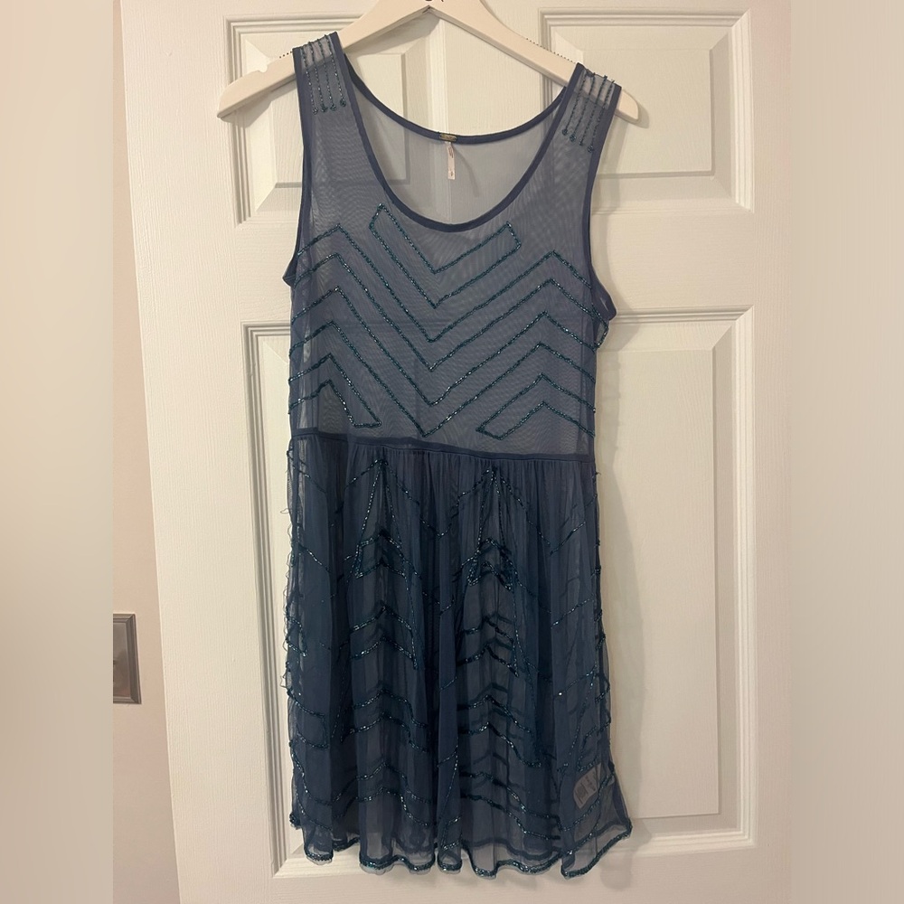 Free People beaded overlay slip dress, size S